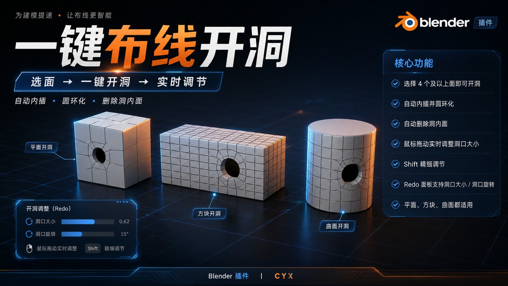 一键布线开洞